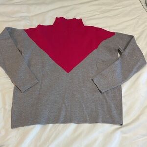 Cynthia Rowley NWT Pink/Gray Mock‎ Neck Color Block Sweater